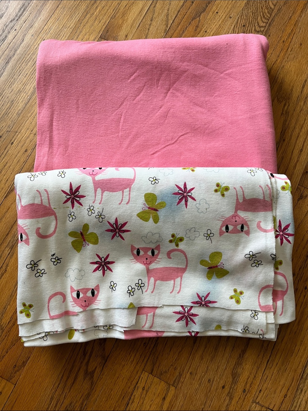Pink Kitty knit Fabric Set